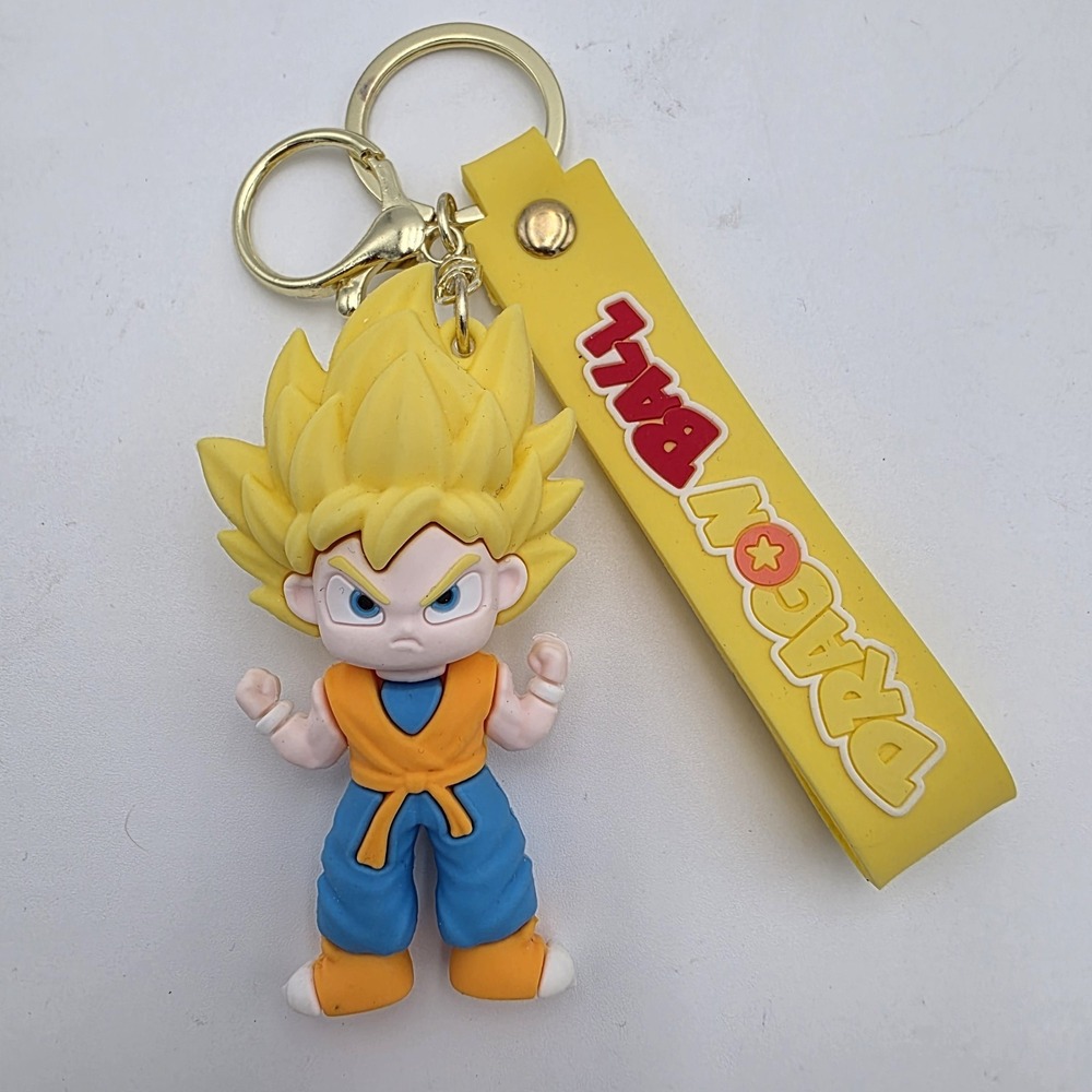 NEW! Dragon Ball Z Goku Keychain Clip-On with Charm, Loop Strap & Clasp - PVC